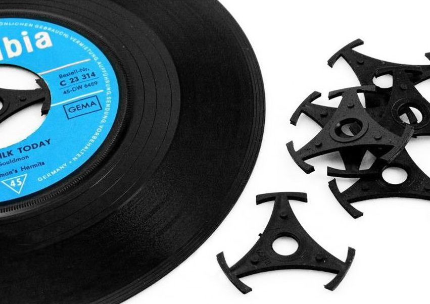 Single 7" Adapter, sort, 5 stk.